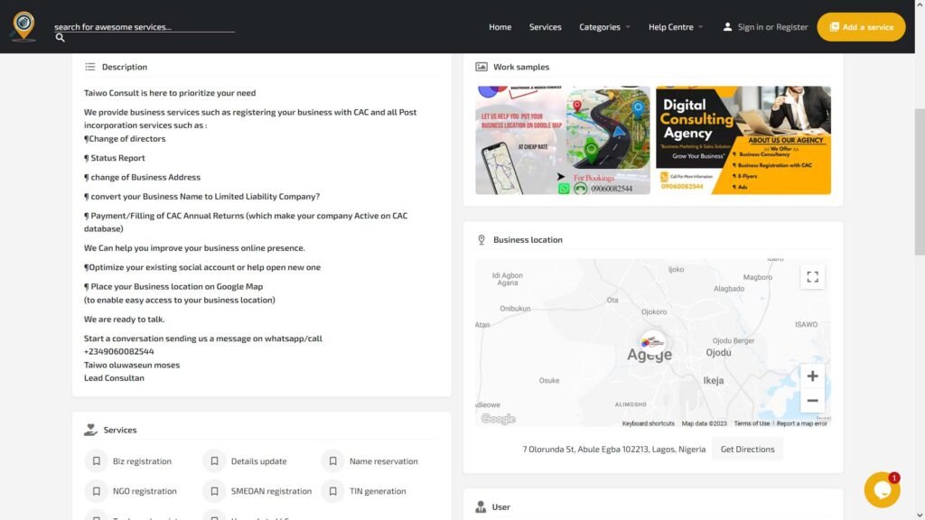 Detailed business view