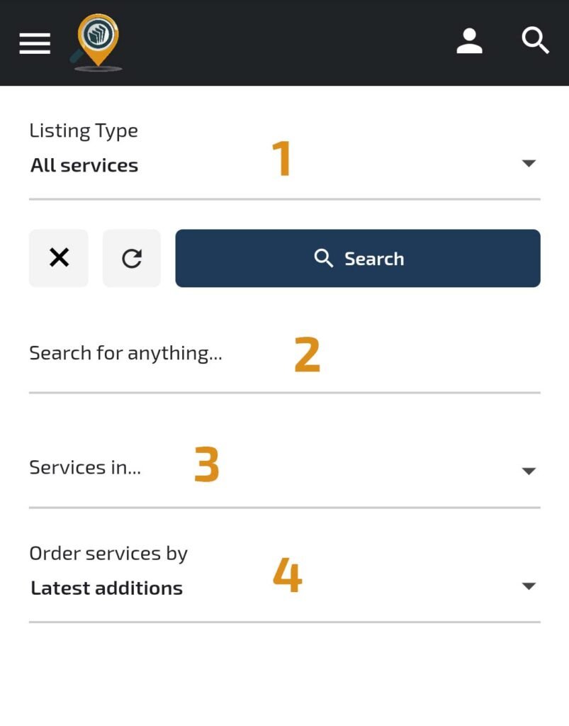 Lystingz filters for services and businesses